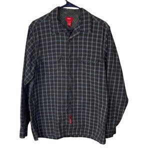 Mossimo Men's Button Front Shirt Size M Medium Grey Plaid Pockets
